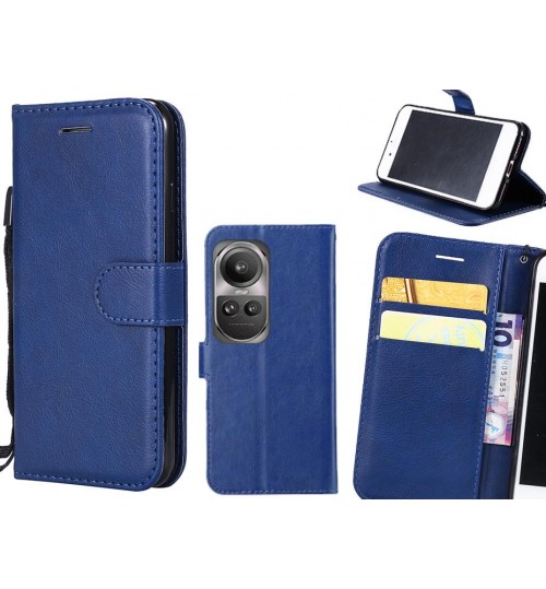 Oppo Reno 10 Pro Case Fine Leather Wallet Case - Blue