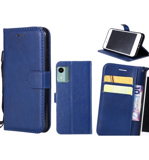 Nokia C12 Case Fine Leather Wallet Case - Blue