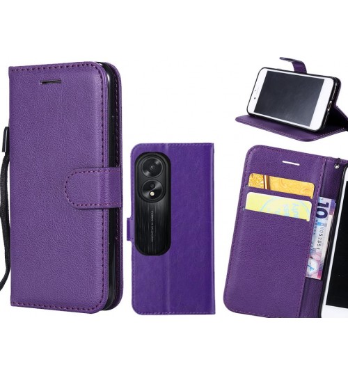 Oppo A38 Case Fine Leather Wallet Case - Purple