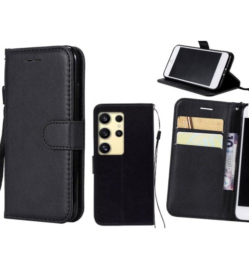 Samsung Galaxy S24 Ultra Case Fine Leather Wallet Case - Black