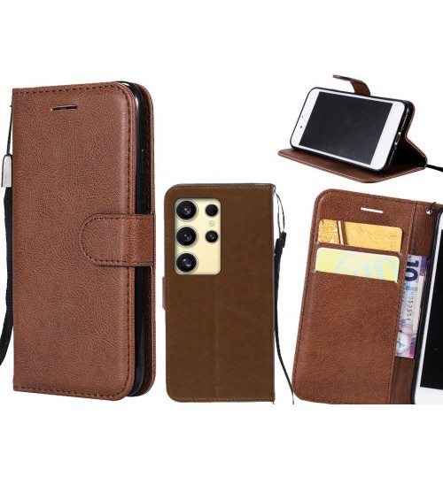 Samsung Galaxy S24 Ultra Case Fine Leather Wallet Case - Brown