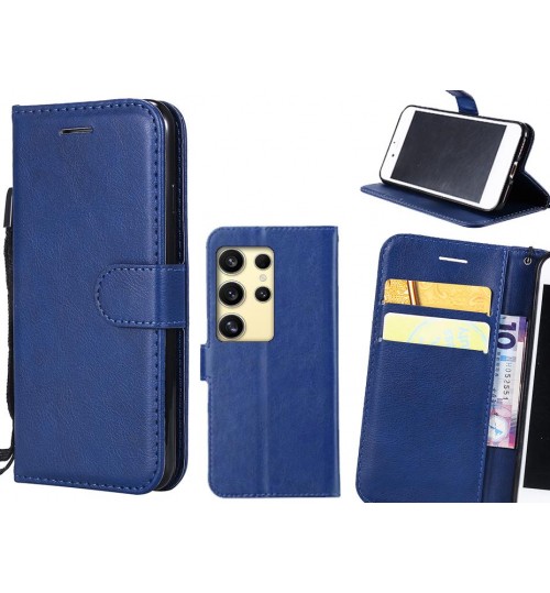 Samsung Galaxy S24 Ultra Case Fine Leather Wallet Case - Blue