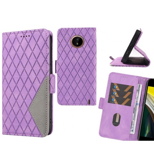 Nokia C20 Case Grid Wallet Leather Case - Purple