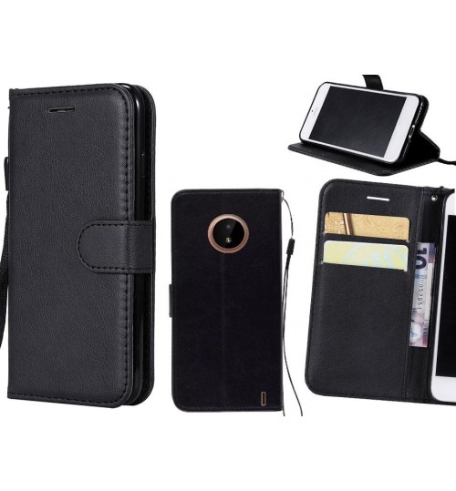 Nokia C20 Case Fine Leather Wallet Case - Black
