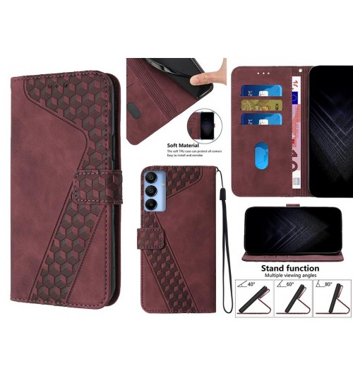 Samsung Galaxy A15 Case Wallet Premium Pu Leather Cover - Red