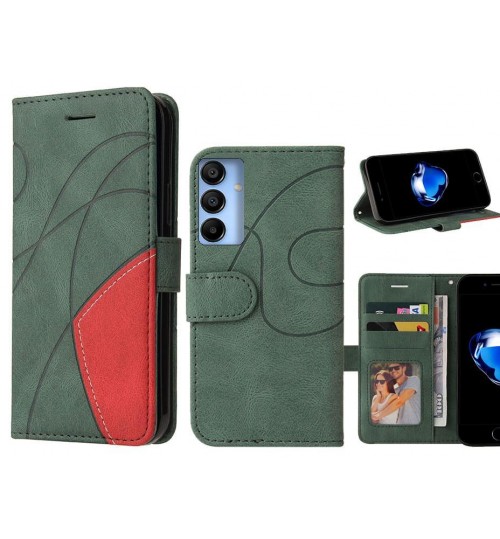 Samsung Galaxy A15 Case Wallet Premium Denim Leather Cover - Green