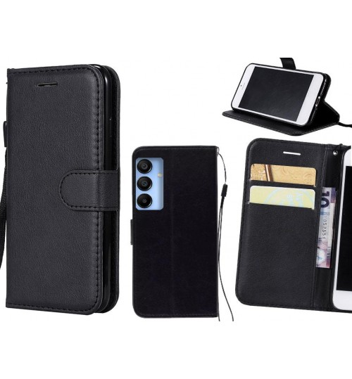 Samsung Galaxy A15 Case Fine Leather Wallet Case - Black