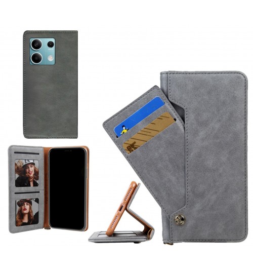 Xiaomi Redmi Note 13 Case Slim Leather Wallet Case 4 Cards 2 Id Magnet - Grey
