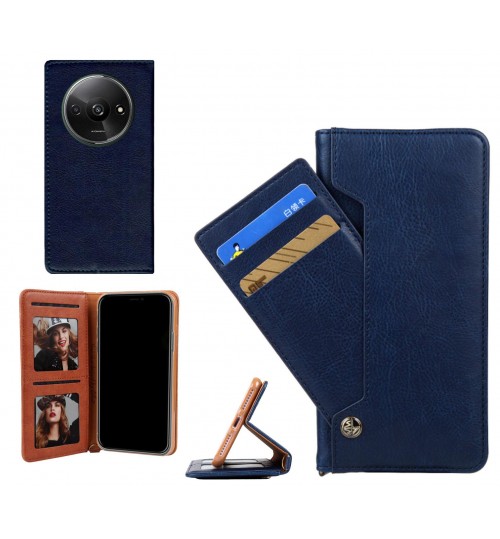 Xiaomi Redmi A3 Case Slim Leather Wallet Case 4 Cards 2 Id Magnet - Blue