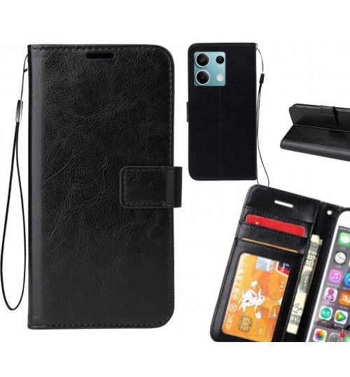 Xiaomi Redmi Note 13 Case Fine Leather Wallet Case - Black