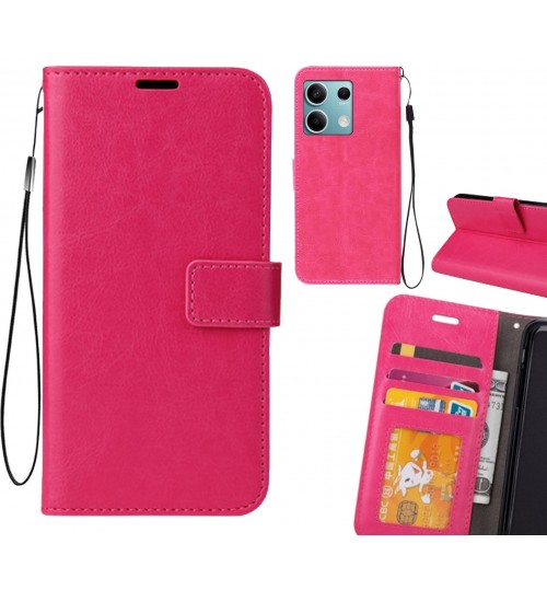 Xiaomi Redmi Note 13 Case Fine Leather Wallet Case - Hot Pink