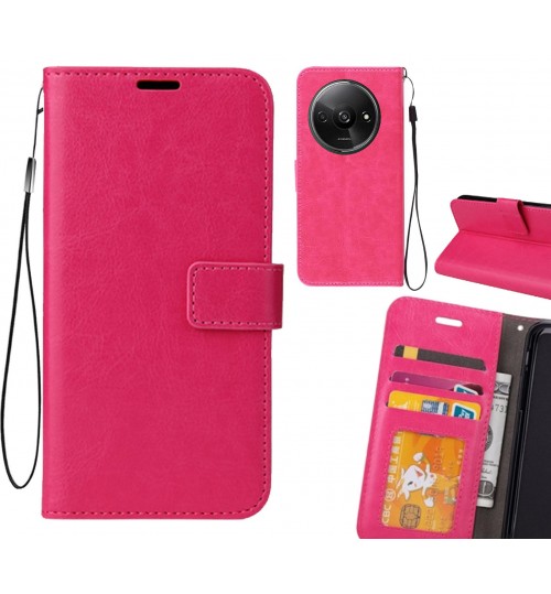 Xiaomi Redmi A3 Case Fine Leather Wallet Case - Hot Pink