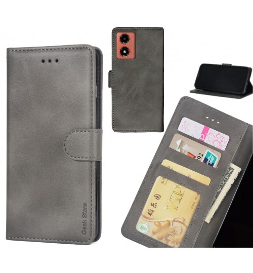 Moto G04 Case Executive Leather Wallet Case - Grey
