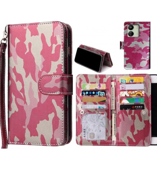 Xiaomi Redmi 13c Case Camouflage Wallet Leather Case - Pink
