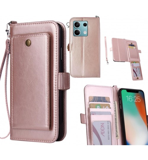 Xiaomi Redmi Note 13 Case Retro Leather Wallet Case - Rose Gold