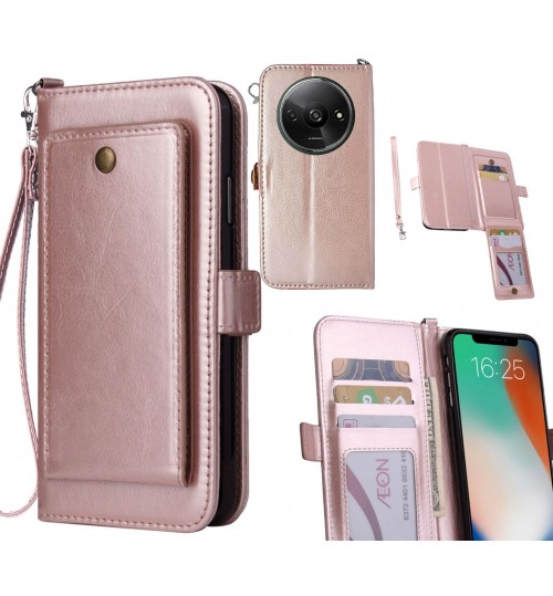 Xiaomi Redmi A3 Case Retro Leather Wallet Case - Rose Gold