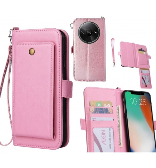 Xiaomi Redmi A3 Case Retro Leather Wallet Case - Pink