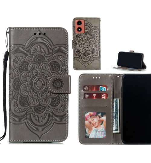 Moto G04 Case Leather Wallet Case Embossed Pattern - Grey