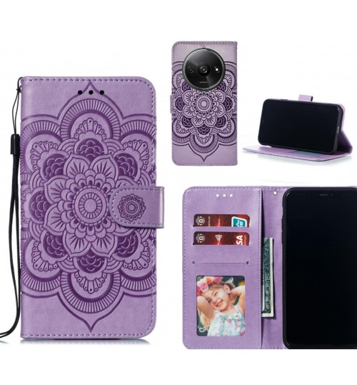 Xiaomi Redmi A3 Case Leather Wallet Case Embossed Pattern - Purple