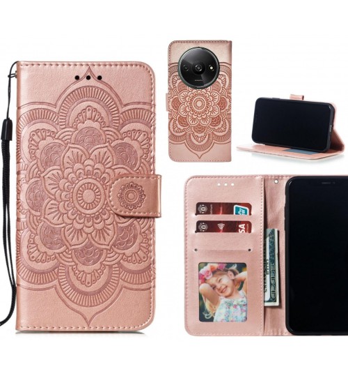Xiaomi Redmi A3 Case Leather Wallet Case Embossed Pattern - Rose