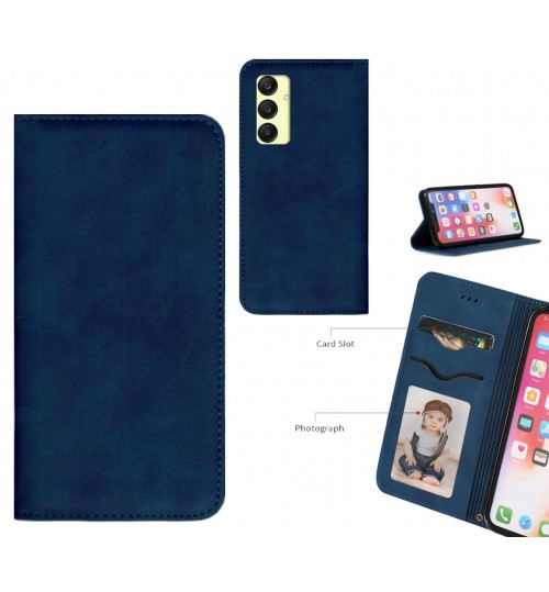 Samsung Galaxy A55 Case Premium Leather Magnetic Wallet Case - Blue