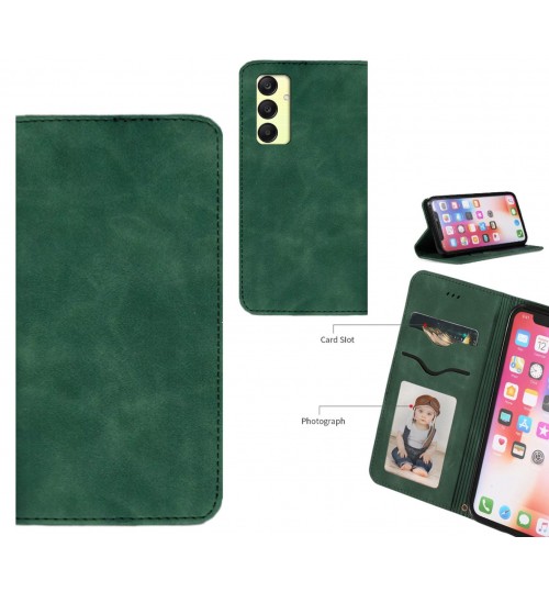 Samsung Galaxy A55 Case Premium Leather Magnetic Wallet Case - Green