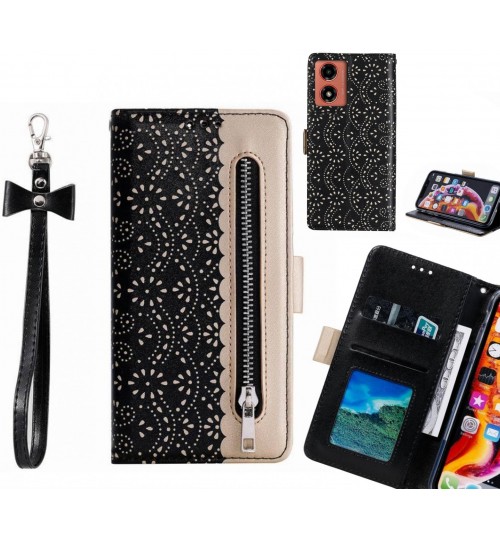 Moto G04 Case Multifunctional Wallet Case - Black