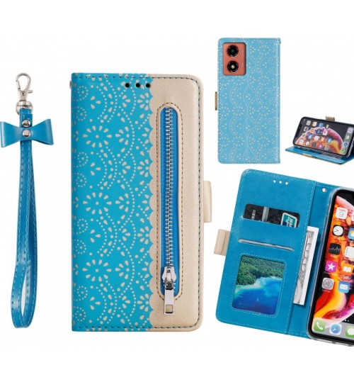 Moto G24 Case Multifunctional Wallet Case - Blue