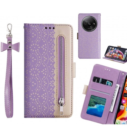 Xiaomi Redmi A3 Case Multifunctional Wallet Case - Purple