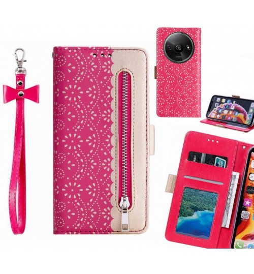 Xiaomi Redmi A3 Case Multifunctional Wallet Case - Hot Pink