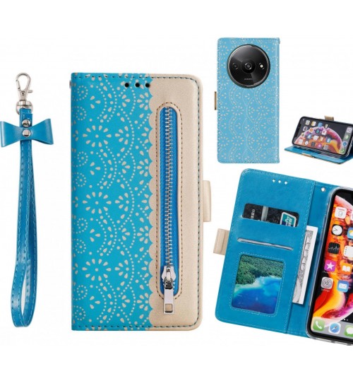 Xiaomi Redmi A3 Case Multifunctional Wallet Case - Blue