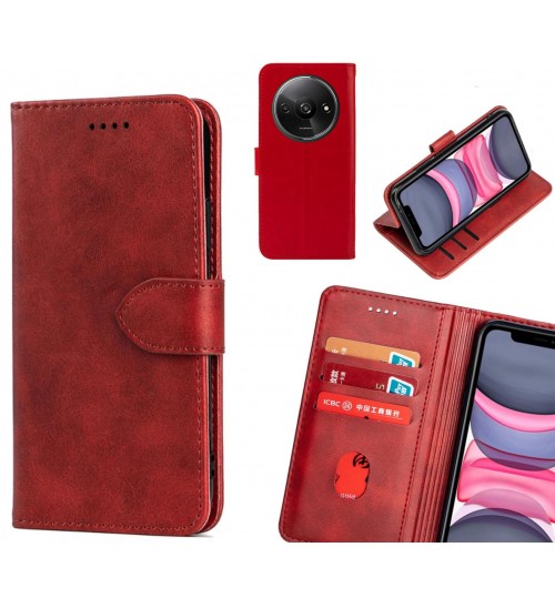 Xiaomi Redmi A3 Case Premium Leather Id Wallet Case - Red