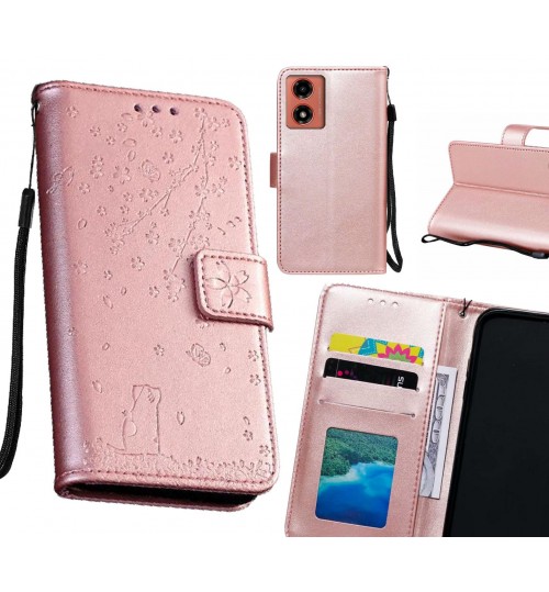 Moto G04 Case Embossed Wallet Leather Case - Rose Gold