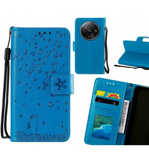 Xiaomi Redmi A3 Case Embossed Wallet Leather Case - Blue