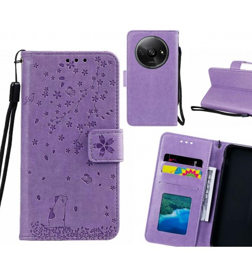 Xiaomi Redmi A3 Case Embossed Wallet Leather Case - Purple