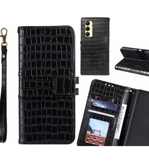 Samsung Galaxy A25 Case Croco Wallet Leather Case - Black