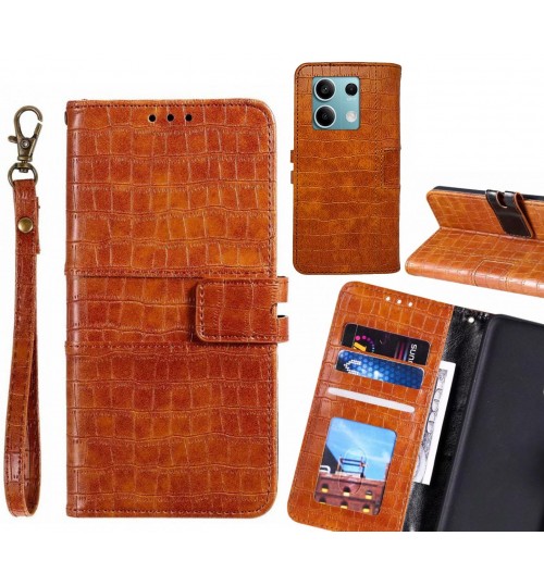 Xiaomi Redmi Note 13 Case Croco Wallet Leather Case - Brown