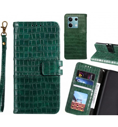 Xiaomi Redmi Note 13 Case Croco Wallet Leather Case - Green