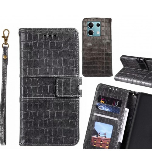 Xiaomi Redmi Note 13 Case Croco Wallet Leather Case - Grey