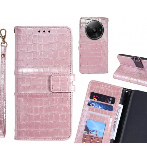 Xiaomi Redmi A3 Case Croco Wallet Leather Case - Pink