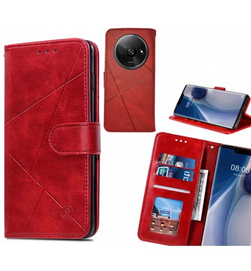 Xiaomi Redmi A3 Case Fine Leather Wallet Case - Red