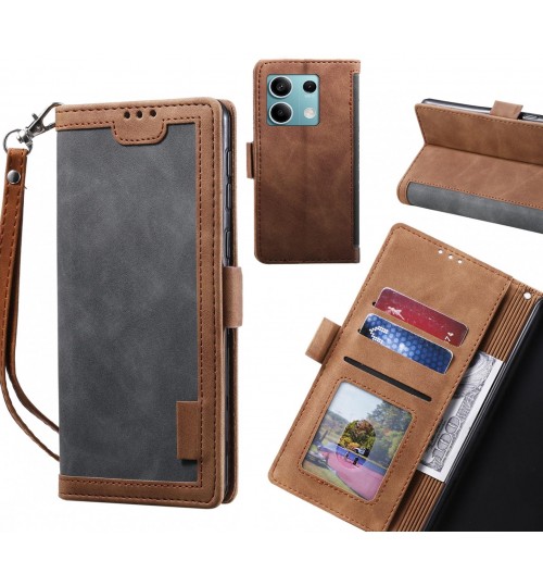 Xiaomi Redmi Note 13 Case Wallet Denim Leather Case Cover - Grey