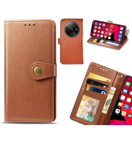 Xiaomi Redmi A3 Case Premium Leather Id Wallet Case - Brown
