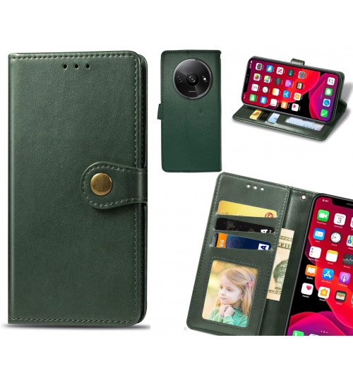 Xiaomi Redmi A3 Case Premium Leather Id Wallet Case - Green