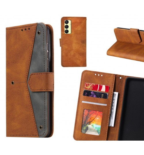Samsung Galaxy A25 Case Wallet Denim Leather Case Cover - Brown