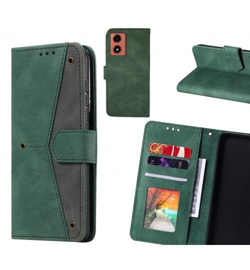 Moto G24 Case Wallet Denim Leather Case Cover - Green