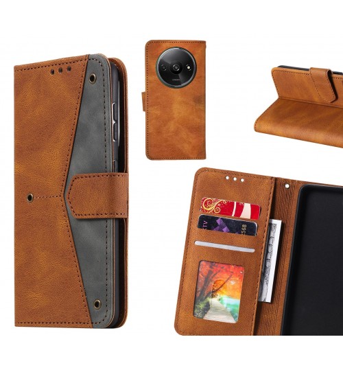 Xiaomi Redmi A3 Case Wallet Denim Leather Case Cover - Brown