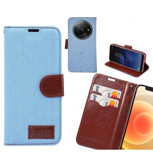 Xiaomi Redmi A3 Case Wallet Case Denim Leather Case - Faded Light Blue