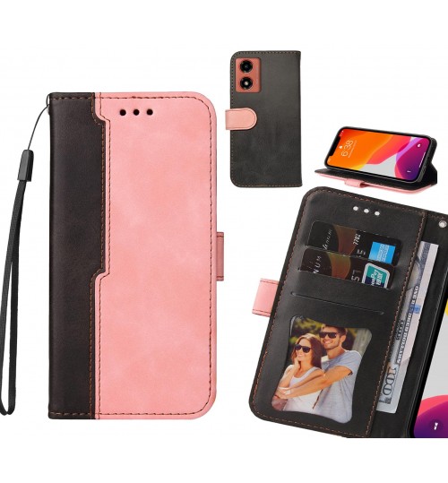 Moto G04 Case Wallet Denim Leather Case Cover - Pink