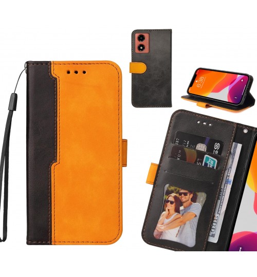 Moto G04 Case Wallet Denim Leather Case Cover - Orange